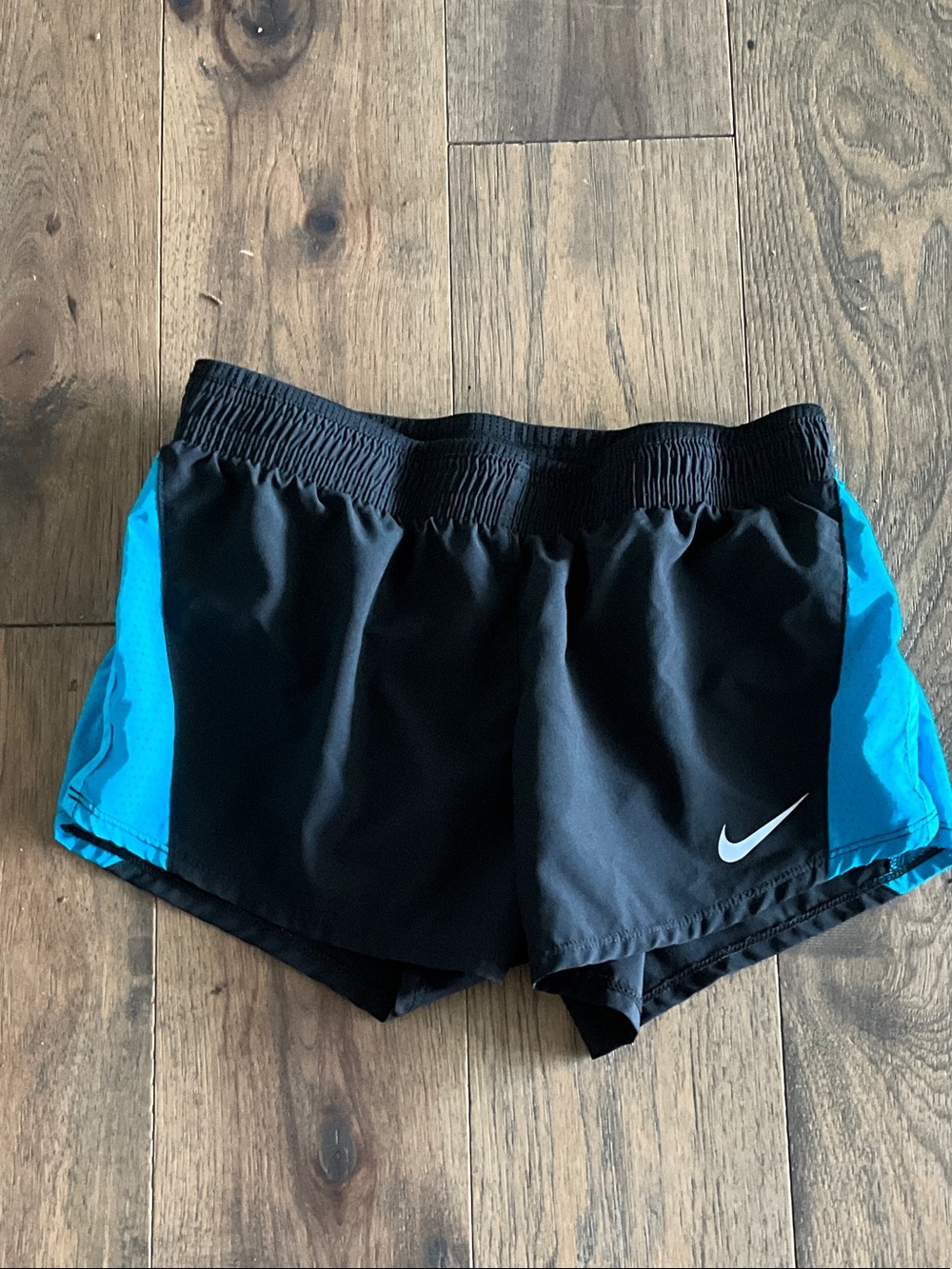 Nike Black and Teal Athletic Shorts with Swoosh